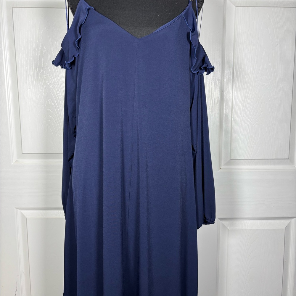 Michael Kors Navy Cold-Shoulder Long Sleeve Dress - Picture 2 of 14